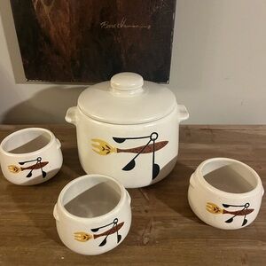 Handcrafted White and Brown Serveware‎ Set